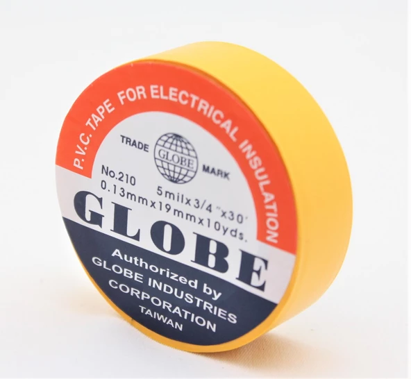 Globe Pvc Elektrik İzolasyon Bant "0.13X19X10Yards" (Sarı) (500'Lü 1 Koli) ürün görseli 1