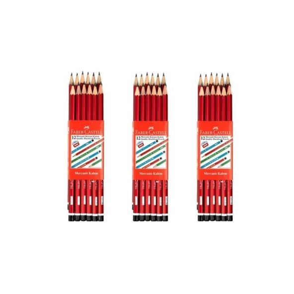 Faber-Castell Kurşun Kalem Köşeli Mercanlı -  36 ADET ürün görseli 1