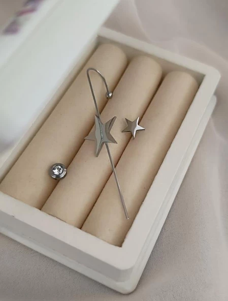 Kıkırdak Küpe Set Kararmaz Çelik 316L Lüks Kadın Küpe 16990 ürün görseli 1