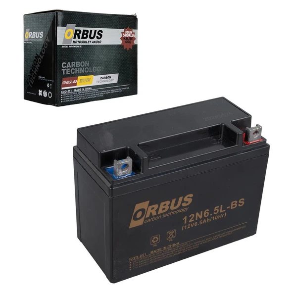 Orbus Motosiklet Aküsü 12 Volt 6.5 Amper Yeni Tarihli Taze Akü 139x66x100 mm 2.05 Kg ürün görseli 1