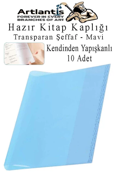 Hazır Kitap Kaplığı Şeffaf Buzlu Mavi 10 Adet 1 Paket Cırtlı Ayarlanabilir Kendinde Yapışkanlı Kaplık  Okul Sınıf ürün görseli 1