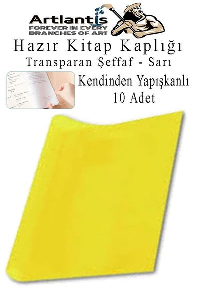 Hazır Kitap Kaplığı Şeffaf Buzlu Sarı 10 Adet 1 Paket Cırtlı Ayarlanabilir Kendinde Yapışkanlı Kaplık Okul Sınıf ürün görseli 1