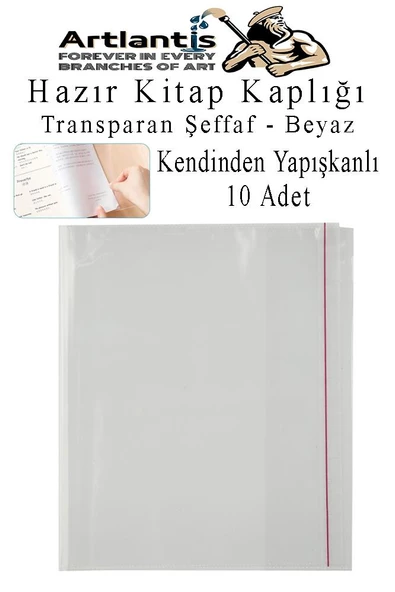 Hazır Kitap Kaplığı Şeffaf Buzlu Beyaz 10 Adet 1 Paket Cırtlı Ayarlanabilir Kendinde Yapışkanlı Kaplık Okul Sınıf ürün görseli 1