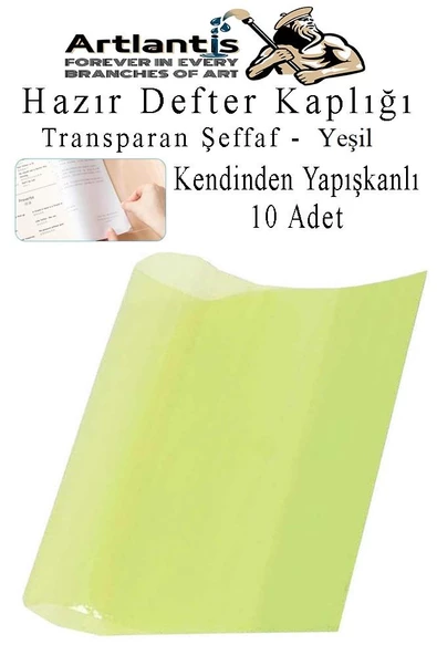 Hazır Kitap Kaplığı Şeffaf Buzlu Yeşil 10 Adet 1 Paket Cırtlı Ayarlanabilir Kendinde Yapışkanlı Kaplık Okul Sınıf ürün görseli 1
