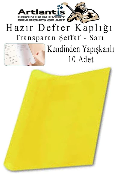 Hazır Defter Kaplığı Şeffaf Buzlu Sarı A4 10 Adet 1 Paket Cırtlı Ayarlanabilir Kendinde Yapışkanlı Kaplık Okul Sınıf ürün görseli 1