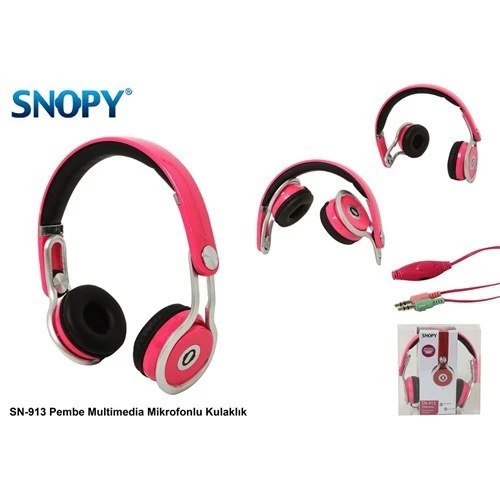Snopy SN-913 Pembe Multimedia Mikrofonlu Kulaklık - Resim 4