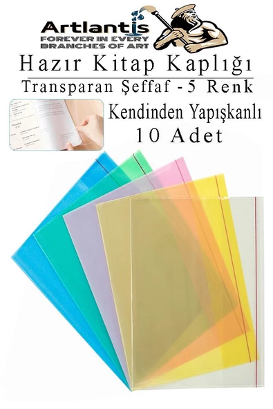 Hazır Kitap Kaplığı Şeffaf Buzlu Renkli 10 Adet 1 Paket Cırtlı Ayarlanabilir Kendinde Yapışkanlı Kaplık Okul Sınıf ürün görseli 1