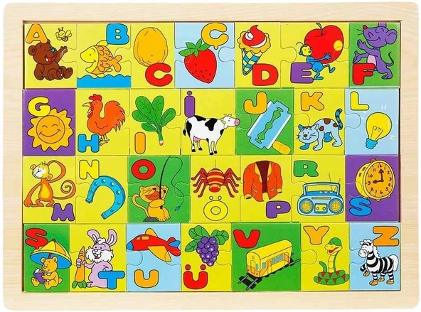 WOODY Ahşap Resimli Alfabe Puzzle Eğitici Ve Zeka Geliştiren Oyuncak ürün görseli 1