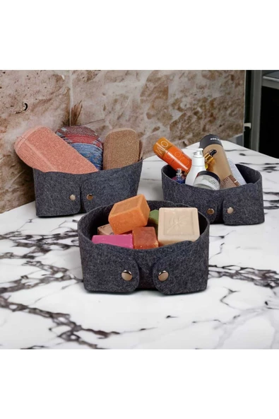 CimriKese 3'lü Keçe Sandal Organizer Set, Çıtçıtlı Düzenleyici Kutu ürün görseli 1