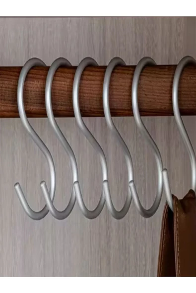 CimriKese Mutfak, Elbise Dolabı Askı; Kupa, Kemer, Çanta Askısı; S Kanca Askı 10 Adet ürün görseli 1