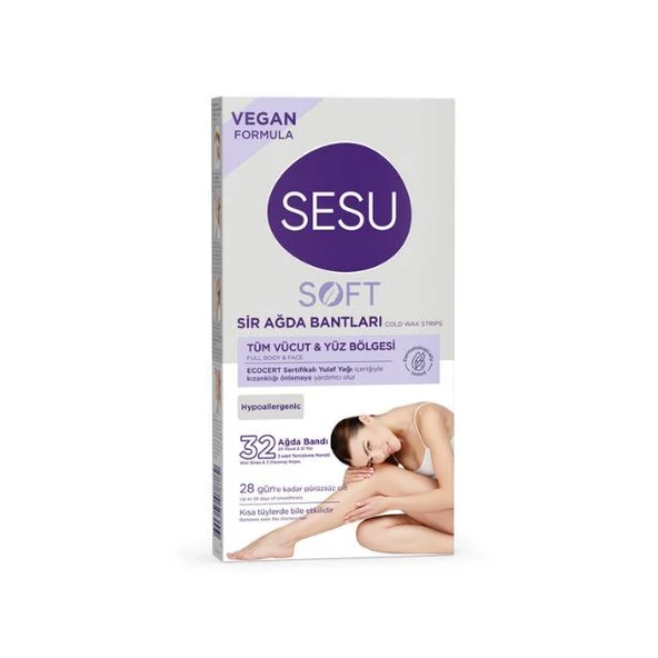 Sesu Soft Tüm Vücut & Yüz Bölgesi Sir Ağda Bantları 32 Adet ürün görseli 1