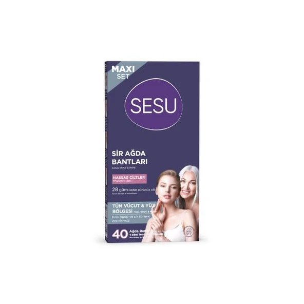 Sesu Maxi Set Tüm Vücut & Yüz Bölgesi Sir Ağda Bantları Hassas Ciltler 40 Adet ürün görseli 1
