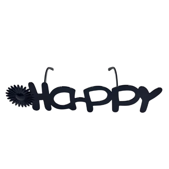 Parti Gözlük Çiçekli Happy Siyah - Resim 2