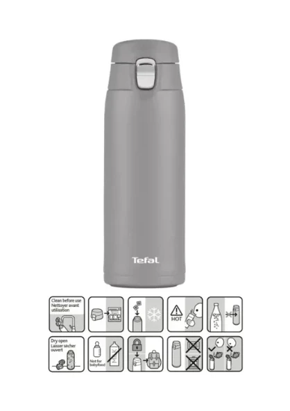 Tefal Light Mug Termos Ultra Hafif Gri 193 gr 400 ml ürün görseli 1