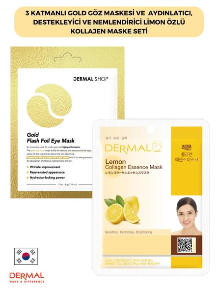 3 Katmanlı Gold Göz Maskesi ve Aydınlatıcı, Destekleyici Ve Nemlendirici Limon Özlü Kolajen Maske Seti ürün görseli 1