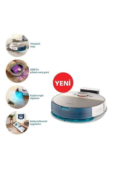 Philips HomeRun 7000 Serisi Aqua XU7000/02 Beyaz Gold Akıllı Robot Süpürge ürün görseli 1