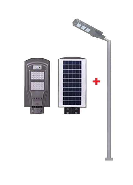 120W SOLAR SOKAK LAMBASI CT-4691 + 3m. LAMBA DİREĞİ ürün görseli 1