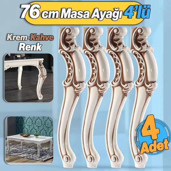 4 Adet Valenta Masa Dresuar Ayağı 76 cm Krem Kahverengi Ayak Mutfak Yemek Masası Mobilya Ayakları ürün görseli 1