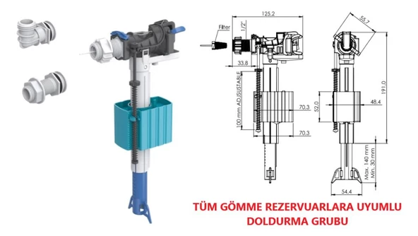 Fillexor Gömme Rezervuar Doldurma Grubu Set (Tüm Gömme Rezervuarlara Uyumludur) ürün görseli 1