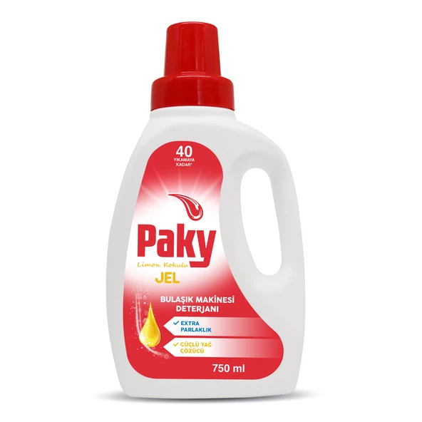 PAKY Jel Bulaşık Makinesi Deterjanı 40 Yıkamaya Kadar Ekstra Parlaklık, Güçlü Yağ Çözücü 750 ml ürün görseli 1
