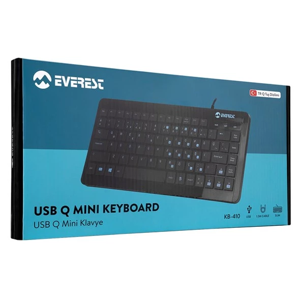 Everest KB-410 Siyah USB Q Mini Klavye - Resim 5