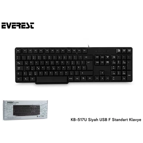EVEREST KB-517U F Türkçe USB Standart Siyah Klavye ürün görseli 1