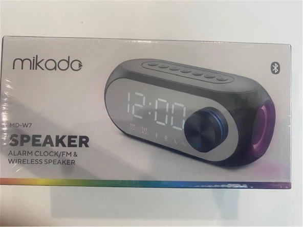 Mikado MD-W7 1200mAh 5W Siyah Bluetooth-Aux-Derece-Usb-FM Double Alarmlı Saat Speaker Speaker ürün görseli 1