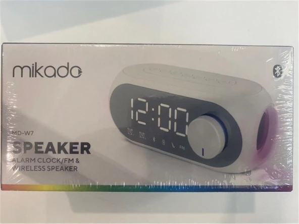 Mikado MD-W7 1200mAh 5W Beyaz Bluetooth-Aux-Derece-Usb-FM Double Alarmlı Saat Speaker Speaker ürün görseli 1