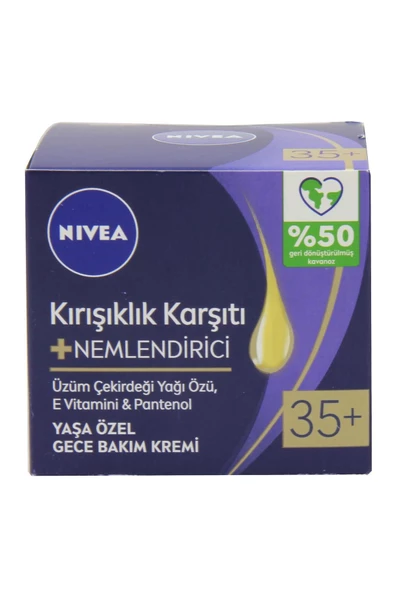 NIVEA KIRIŞIKLIK KARŞITI+NEMLENDİRİCİ KREM 35+ YAŞ 50ML-GECE ürün görseli 1