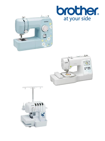 Brother Dikiş Nakış ve Overlock Makinesi 3'lü Set (JK17B - M330 - 2504D) ürün görseli 1