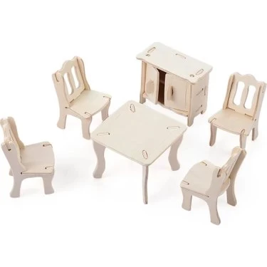 3D Kendin Yap Ahşap Puzzle Yemek Masası Maket Çocuk Aktivite ürün görseli 1