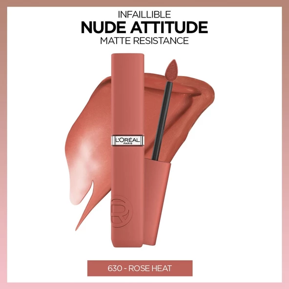 L'Oréal Paris Infaillible Matte Resistance Likit Mat Ruj - 630 Rose Heat ürün görseli 1