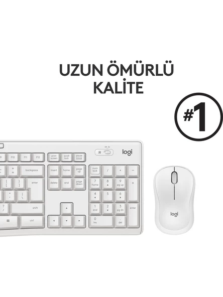Logitech MK295 Kablosuz Sessiz Klavye Mouse Set 920-010089 Beyaz - Resim 6