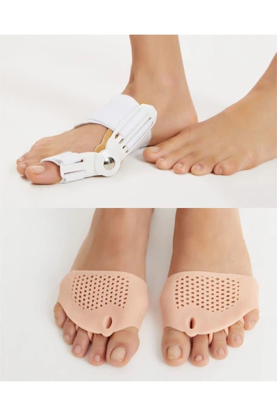 Aveo 3’lü Paket Baş Parmak Kemik Düzeltici Halluks Valgus Eğriliği Düzeltme ve 5 Parmak Ayırıcı Silikon ürün görseli 1