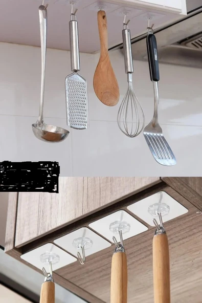 5 Adet Kendinden Yapışkanlı Şeffaf Askı Banyo Mutfak Dolap Askısı 6x6 Cm ürün görseli 1