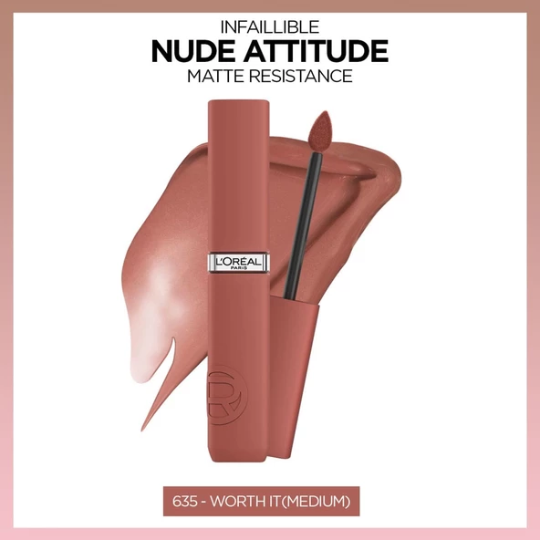 L'Oréal Paris Infaillible Matte Resistance Likit Mat Ruj - 635 Worth It (Medium) ürün görseli 1