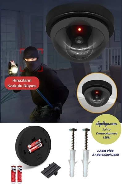 Kablosuz Fake Dome Hırsız Caydırıcı Işıklı Ledli Yalancı Kamera Sahte Güvenlik Kamerası 360° Derece ürün görseli 1