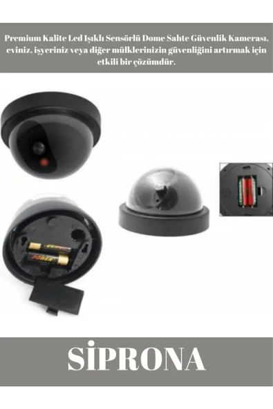 Premium Kalite Led Işıklı Dome Sahte Güvenlik Kamerası Kablosuz Taklit Kamera ürün görseli 1