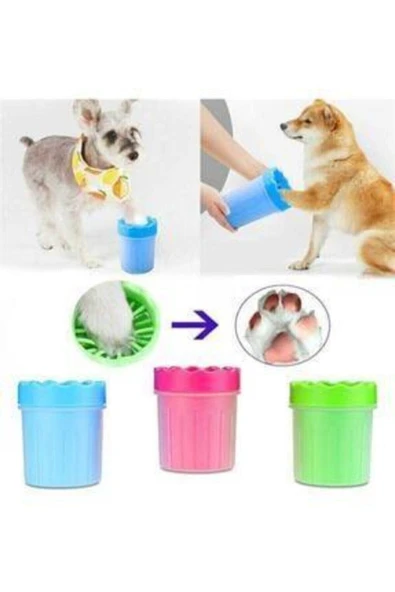 Pratik Çok Kullanışlı Kedi Köpek Pati Ayak Yıkama Kovası Silikon Jel Fırçalı Küçük Boy ürün görseli 1