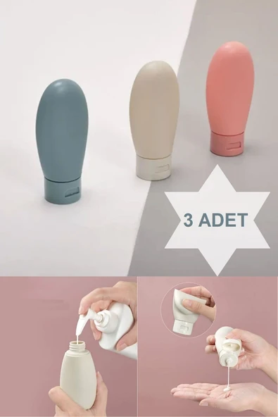 3 Adet Seyahat Tipi Doldurulabilir Krem Şampuan Duş Jeli Sprey Losyon Şişe Seti Krem Kutusu 60 ml ürün görseli 1