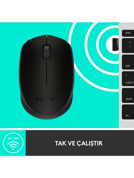 Logitech M171 USB Alıcılı Kablosuz Kompakt Mouse - Siyah - Resim 6
