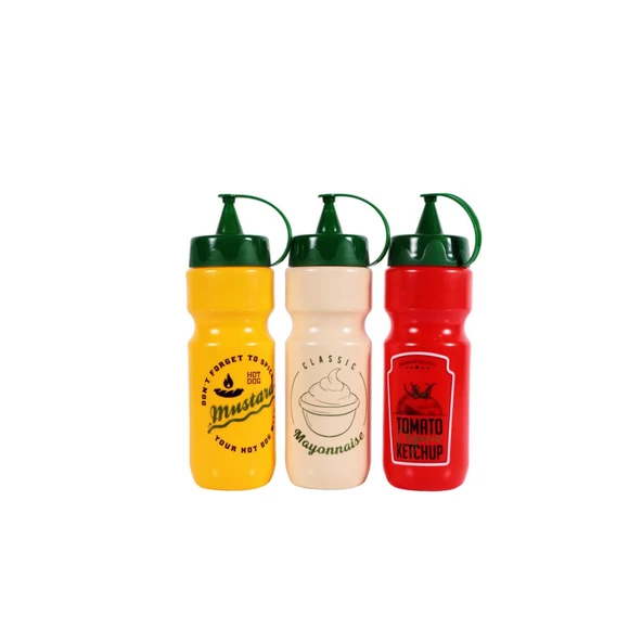 Herevin 162324-000 Desenli Ketçap-Mayonez-Hardal Şişe Seti 660 ml ürün görseli 1