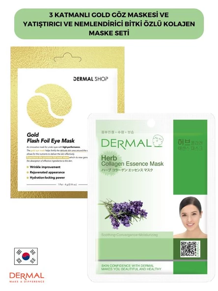 Dermal 3 Katmanlı Gold Göz Maskesi ve Yatıştırıcı Nemlendirici Bitki Özlü Kolajen Maske ürün görseli 1