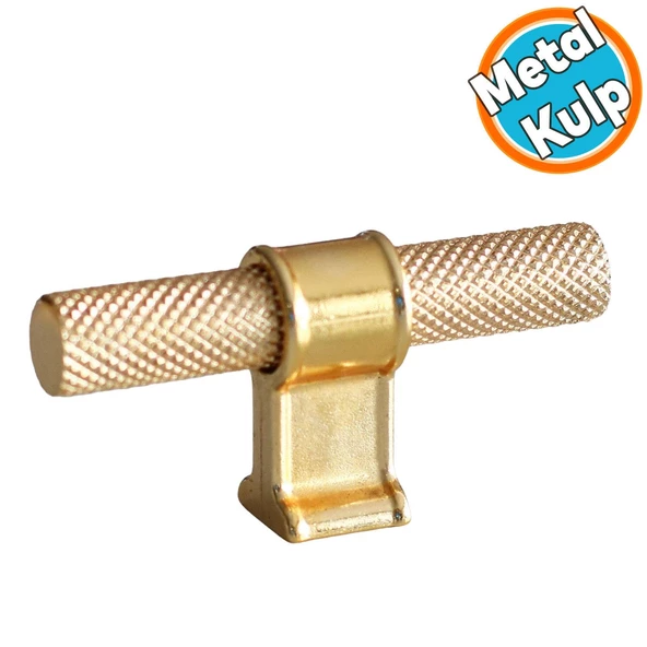 Metal Kulp Tek Vida Tırtık Desen Çekmece Mutfak Mobilya Dolabı Dolap Kulpları Kulbu Altın Gold ürün görseli 1