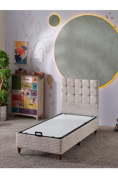 Beehanem Bengü 90x190 Tek Kişilik (BAZA BAŞLIK) 2 Li Set (JERYY KREM) ürün görseli 1