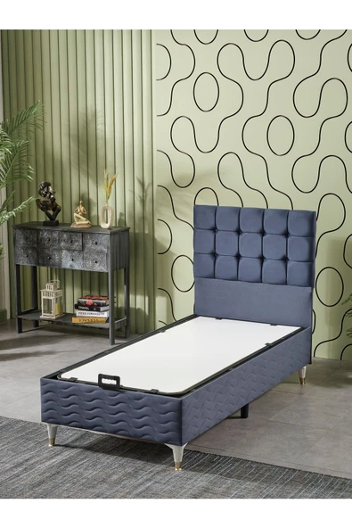 Beehanem Bengü 90x190 Tek Kişilik (Baza+Başlık) 2 Li Set (babyface indigo) ürün görseli 1