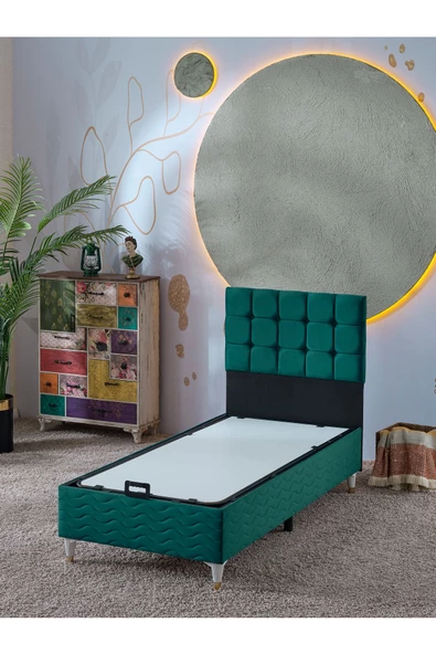 Beehanem Bengü 90x190 Tek Kişilik (Baza+Başlık) 2 Li Set (Babyface Yeşil) ürün görseli 1