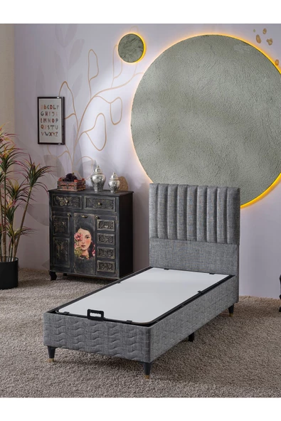 Beehanem Ezgi 90x190 Tek Kişilik (BAZA BAŞLIK) 2 Li Set (KETEN GRİ) ürün görseli 1