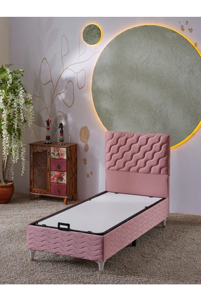 Beehanem Simge 90x190 Tek Kişilik (Baza+Başlık) 2 Li Set (Pembe) ürün görseli 1