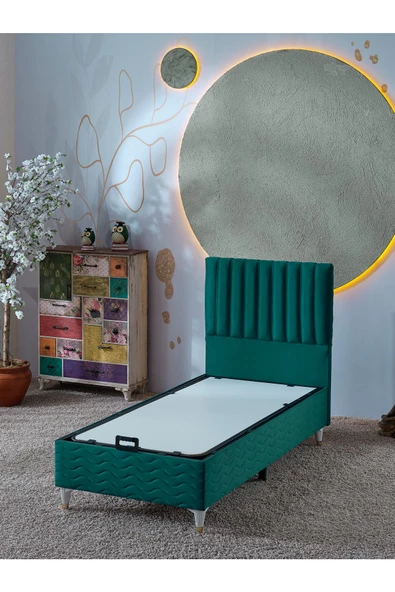 Beehanem Ezgi 90x190 Tek Kişilik (Baza+Başlık) 2 Li Set (Yeşil) ürün görseli 1